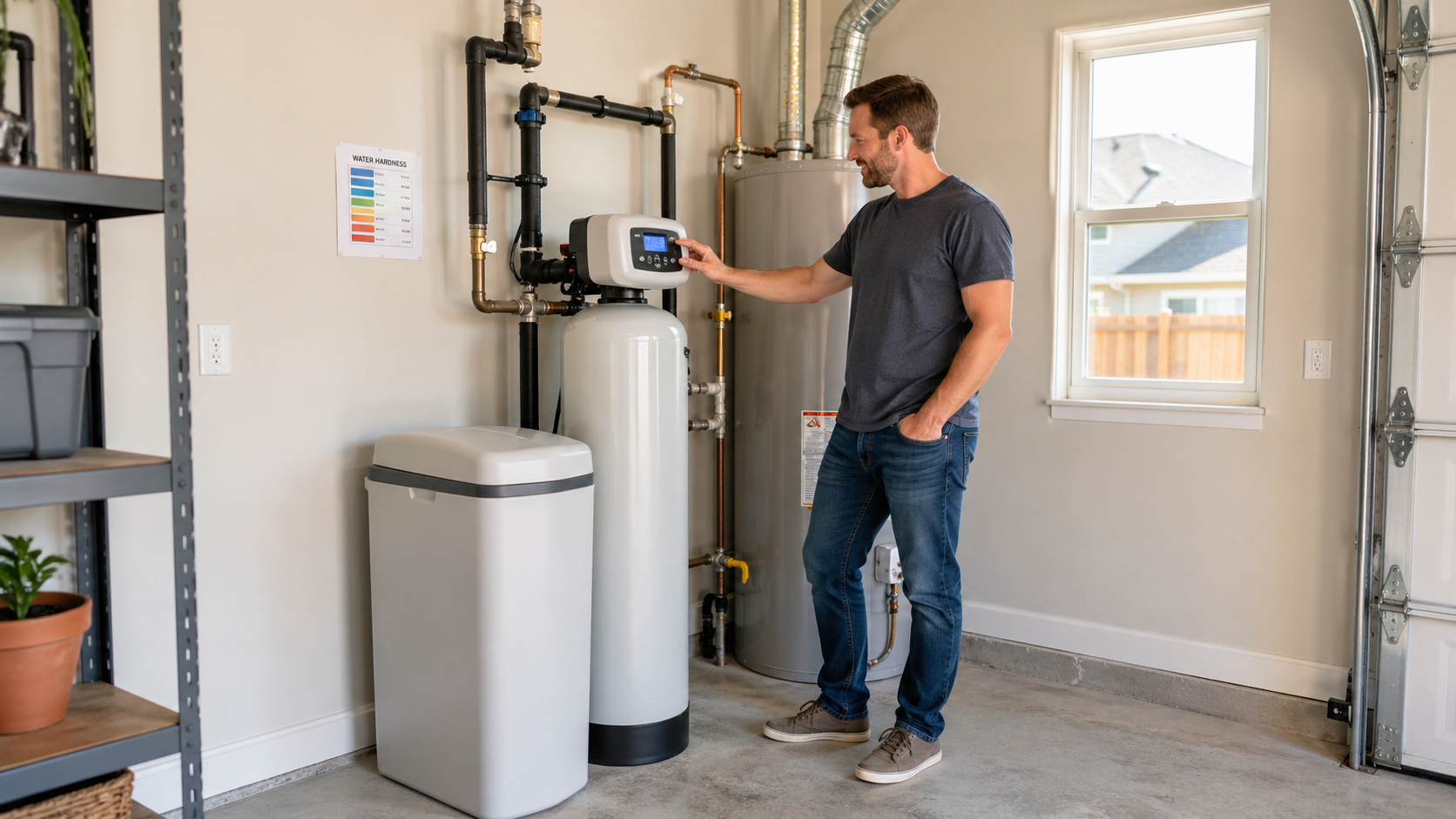 Water softener installation for a Round Rock TX home with hard water